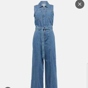 FRAME SHORT SLEAVE BLUE JEAN JUMPSUIT